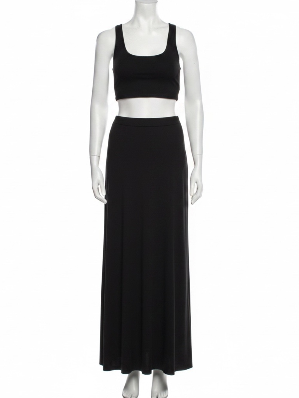 Black Maxi Skirt - WITH Crop Top- Sleek Everyday Flowy Design